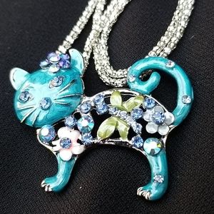 brooch necklace cat new